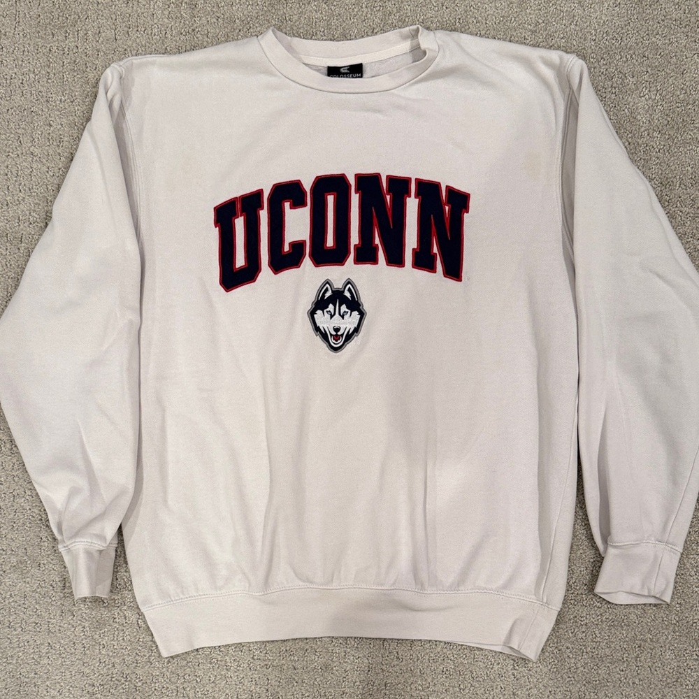 UCONN White Crewneck Sweatshirt